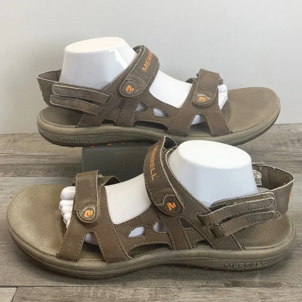Merrell Mens Hiking Sandals Dark Earth Marmalade Brown Orange J193887C Size 12